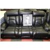 Image 3 : BLACK PERFORATED LEATHERETTE RECLINING SOFA AND