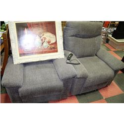 PAIR OF GREY FABRIC ELECTRIC RECLINING SOFA CHAIRS