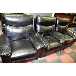 NEW BLACK LEATHERETTE 3 PC RECLINING SOFA CHAIR