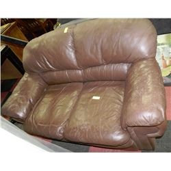 BROWN LEATHERETTE LOVE SEAT(USED)