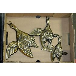 3 VINTAGE FLYING GEESE BRASS WALL DECOR
