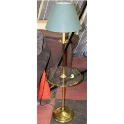 VINTAGE LAMP WITH ROUND GLASS TABLE BUILT IN
