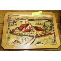 VINTAGE WOOD CARVED COUNTRY SCENE PICTURE