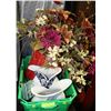 Image 1 : BASKET WITH 2 FLOWER VASES,ARTIFICIAL FLOWERS &