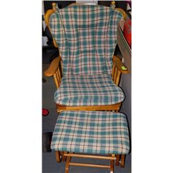WOODEN ROCKING CHAIR WITH ROCKING STOOL & PADDING
