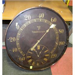 COPPER & BLACK ROUND CLOCK THERMOMETER