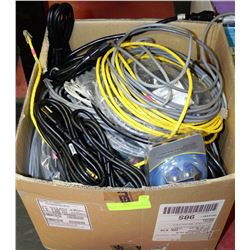 BOX OF COMPUTER AND NETWORK CORDS