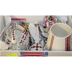 BOX OF UKRANIAN EMBROIDERY COLLECTIBLES