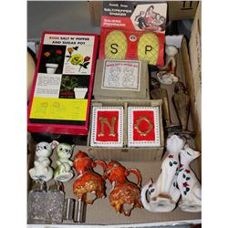 FLAT OF VINTAGE SALT AND PEPPERS SHAKERS