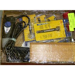 FLAT WITH TOOLS INCL. DREMEL ELECTRIC ENGRAVER,