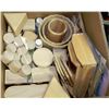 Image 1 : BOX WITH CRAFT SUPPLIES,RAW WOOD,PAINT,RUB-ON