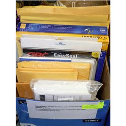 BOX WITH OFFICE SUPPLIES INC.PADDED ENVELOPES,