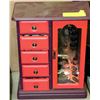Image 1 : RED JEWELLERY BOX WITH ASSORTED JEWELLERY