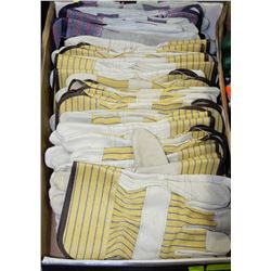 FLAT OF 18 PAIRS WORK GLOVES  INCL. SPLIT LEATHER