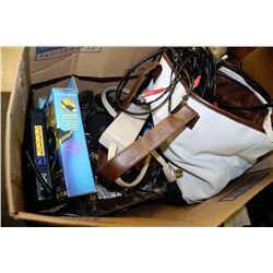 BOX OF ASSORTED CABLES,ELECTRONICS AND ETC
