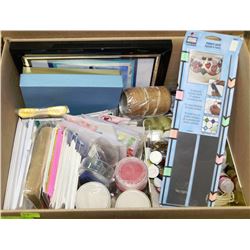 LARGE BOX OF ASSORTED CRAFT SUPPLIES WITH