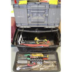 USED RUBBERMAID TOOL BOX WITH TOOLS