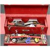 Image 1 : RED BENCH TOOL BOX FULL OF TOOLS,HAMMERS,RAM SET,
