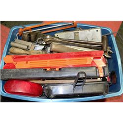 BLUE BIN WITH ASSORTED TOOLS
