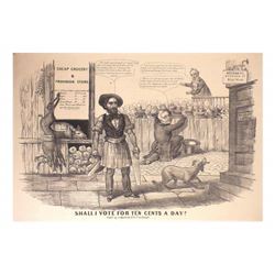 Rare Anti Buchanan Lithograph - "...Ten Cents a Day?"