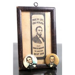 Lincoln - Centennial Buttons and Mourning Ribbon