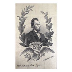 Lincoln - French Silk Stevengraph Mourning Portrait