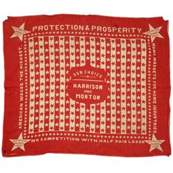 B. Harrison & L. P. Morton 1888 Red Campaign Bandana