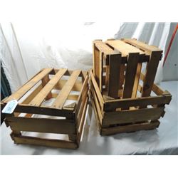 THREE ANTIQUE WOOD WOODEN FRUIT CRATES PRIMITIVES