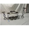 Image 1 : THREE BLACK WROUGHT IRON CANDLE HOLDERS