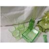 Image 2 : BOX LOT GREEN VASELINE GLASS VINTAGE LOT PITCHER
