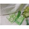Image 3 : BOX LOT GREEN VASELINE GLASS VINTAGE LOT PITCHER