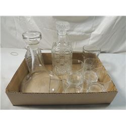 BAR LOT CRYSTAL DECANTERS GLASS LIDS