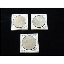 3 CHINESE HUPEN PROVINCE TAEL COINS