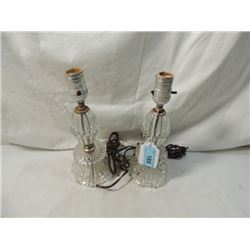 PAIR VINTAGE CRYSTAL BEDSIDE BOUDOIR LAMPS