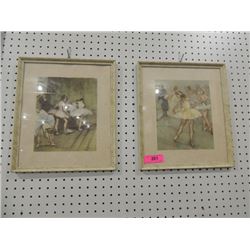 NICE VINTAGE FRAMED ART PRINT PAIR 13" X 15" EACH