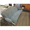Image 2 : VERY NICE VICTORIAN BLUE VELVET SOFA WOOD TRIM