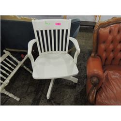 SHABBY CHIC SWIVEL ANTIQUE WHITE WOOD OFFICE CHAIR