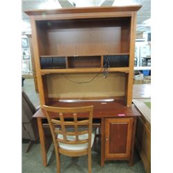 PINE LIGHT MAHOGANY FINISH COMPUTER DESK HUTCH