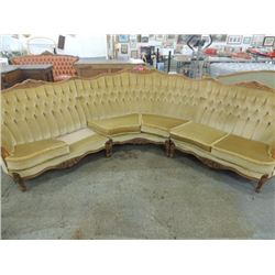HUGE ANTIQUE HALF MOON SHAPED SOFA COUCH 3 PIECE