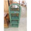 Image 1 : GREEN WICKER VINTAGE SHABBY CHIC SHELVING UNIT