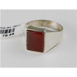 #0011 - STERLING SILVER RING SQUARE RED AGATE RING