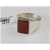 Image 1 : #0011 - STERLING SILVER RING SQUARE RED AGATE RING