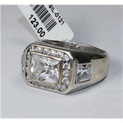#0121 - STERLING SILVER CZ RING - 12.3 GRAMS
