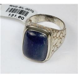 #0070 - STERLING SILVER BLUE AGATE RING -9.4 GRAMS