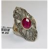 Image 1 : #0037 - STERLING SILVER LAB RUBY RING - 8.3 GRAMS