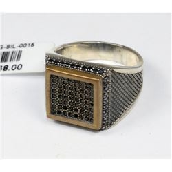 #0015 - STERLING SILVER & ROUND CUT ONYX RING