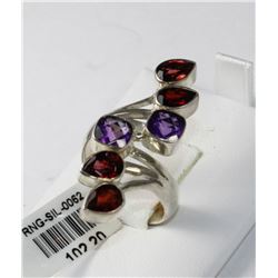 #0062 - STERLING SILVER RUBY & AMETHYST RING