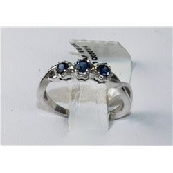 #0366 - 10K WHITE GOLD SAPPHIRE & DIAMOND RING