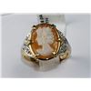 Image 1 : #0727 - 14K YELLOW GOLD CAMEO & DIAMOND RING