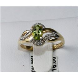 #0683 - 14K YELLOW GOLD PERIDOT & DIAMOND RING